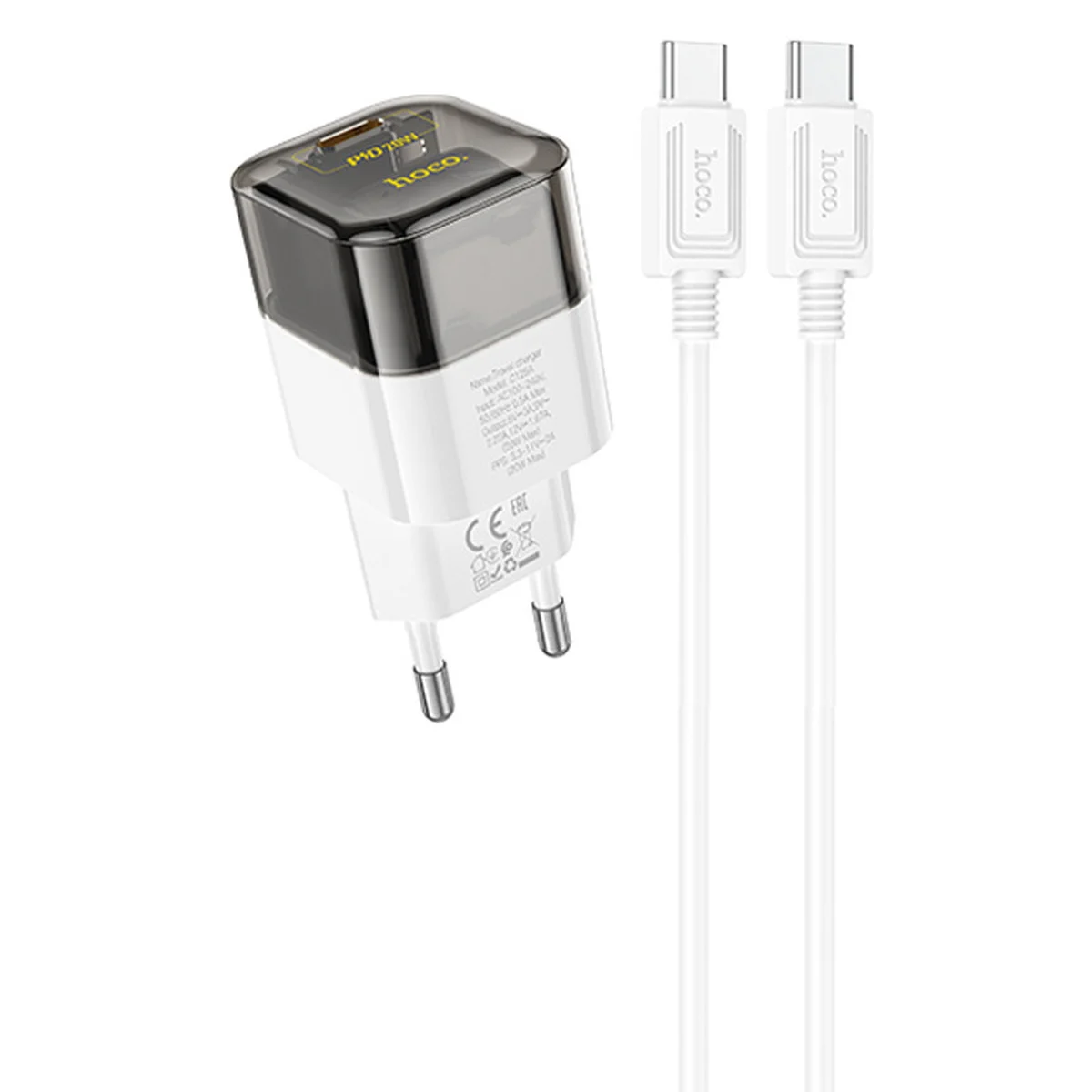 СЗУ Hoco C125A Transparent 1C PD20W + Type-C to Type-C Transparent black