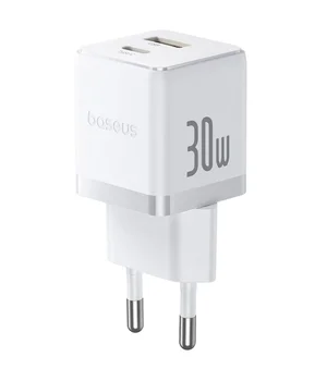 СЗУ Baseus Palm Fast Charger 30W (1USB-A/1C) (P1011160A) Moon White