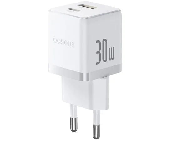 СЗУ Baseus Palm Fast Charger 30W (1USB-A/1C) (P1011160A) Moon White