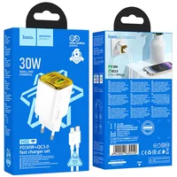 СЗУ Hoco N53 Monsoon PD30W+QC3.0 (1USB-A/1C) + Type-C to Lightning White