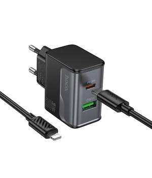 СЗУ Hoco CS73A Star Speed PD30W+QC3.0 (1USB-A/1C) + кабель Type-C to Lightning Midnight Black
