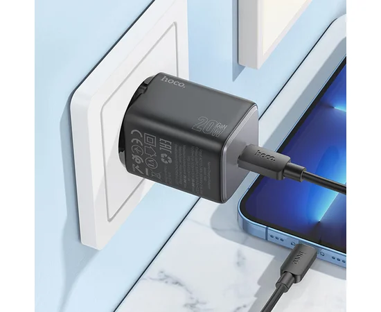 СЗУ Hoco N40 Mighty 1C PD20W + Type to Lightning Black