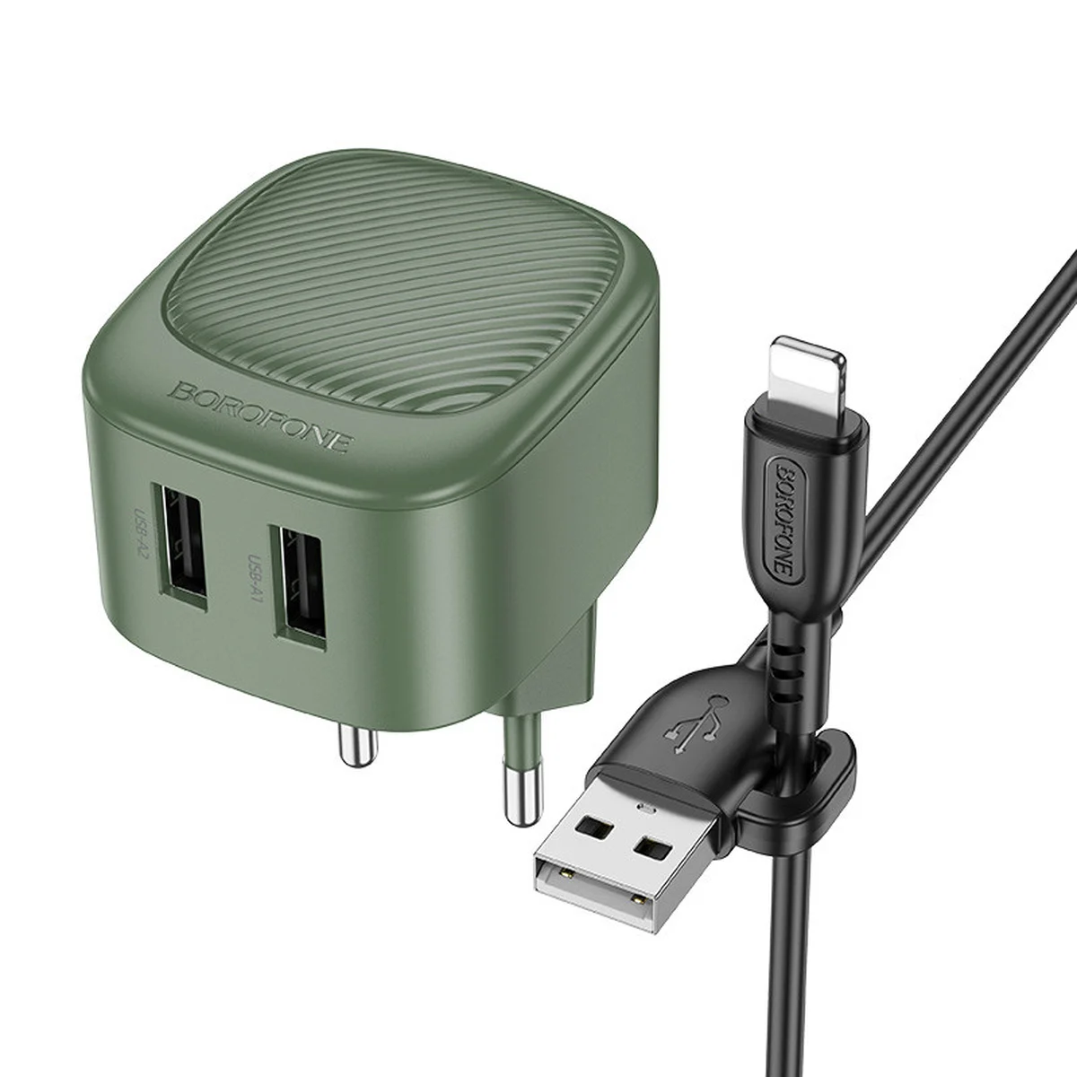 СЗУ Borofone BAS21A Special (2A) + Lightning Olive Green