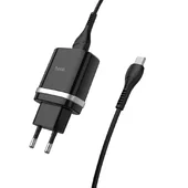 СЗУ Hoco C12Q Smart QC3.0 3A (1USB-A) + кабель USB to MicroUSB Черный