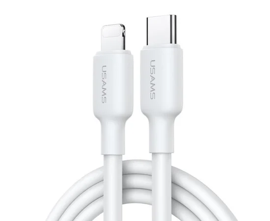 СЗУ Usams US-CC183 PD30W 1C + US-SJ610 Type-C to Lightning PD YX Series White