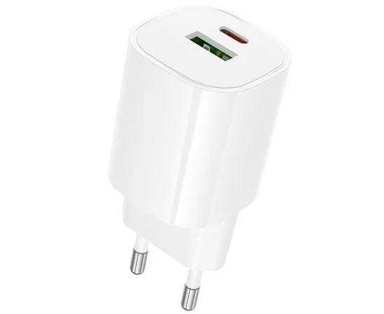 СЗУ Borofone BA104A Pudding PD20W+QC3.0 (1USB-A/1C) White