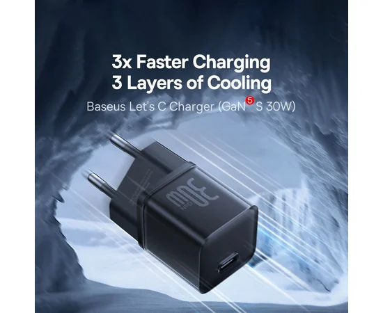 СЗУ Baseus GaN5S OS 1C 30W (P10162504) Cluster Black