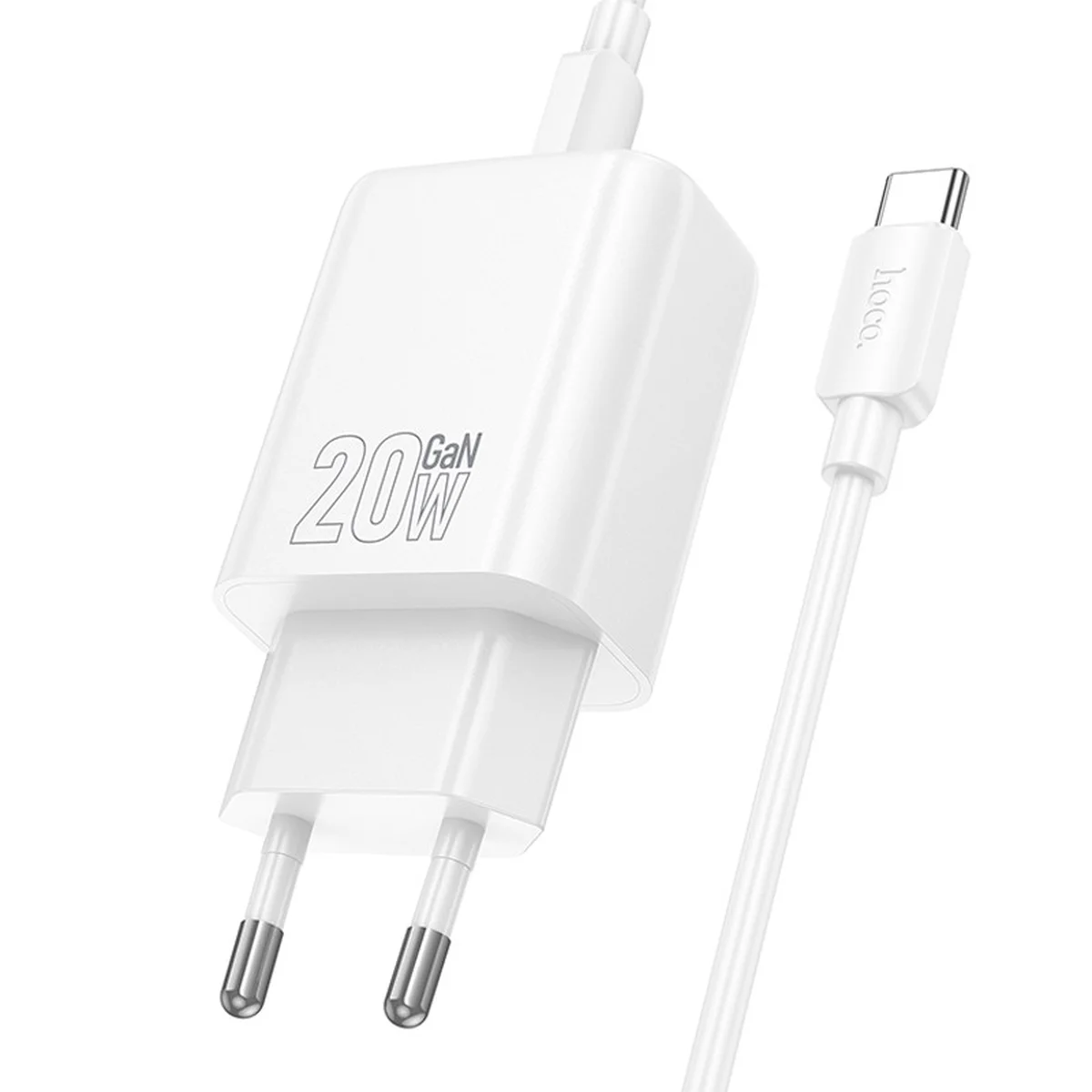 СЗУ Hoco N61 Gentle PD20W+QC3.0 (1USB-A/1C) + кабель Type-C to Type-C White