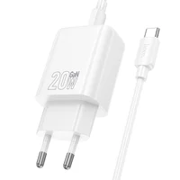СЗУ Hoco N61 Gentle PD20W+QC3.0 (1USB-A/1C) + кабель Type-C to Type-C White