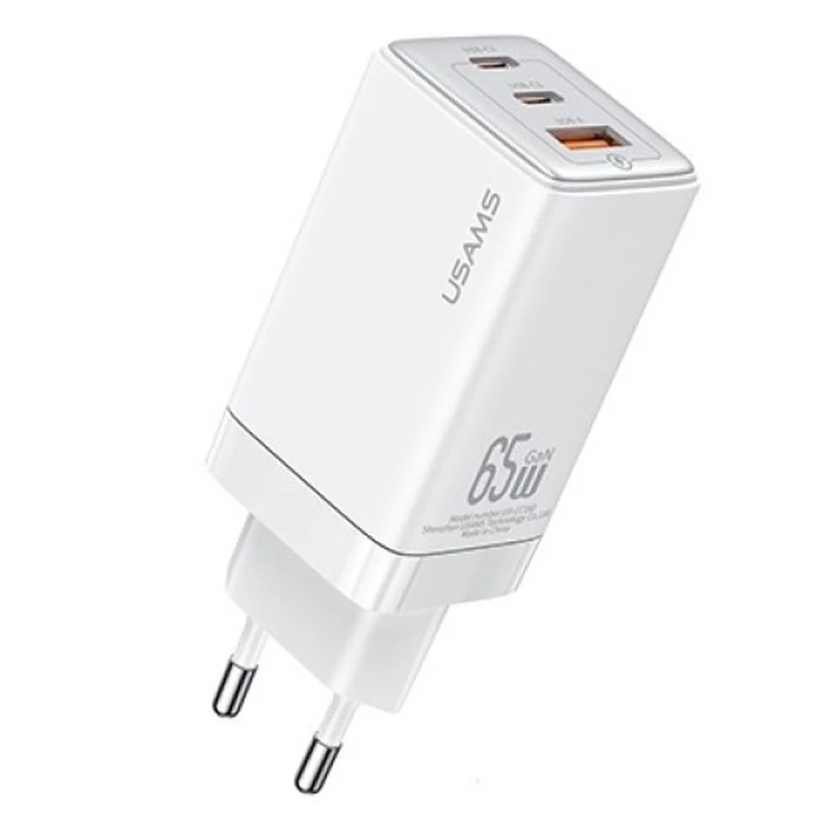 СЗУ Usams US-CC180 65W ACC 3 Ports GaN Sandru series White