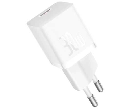 СЗУ Baseus GaN5 Fast Charger (mini) 30W (1USB-C) + кабель Type-C to Type-C (P10110902) Moon White