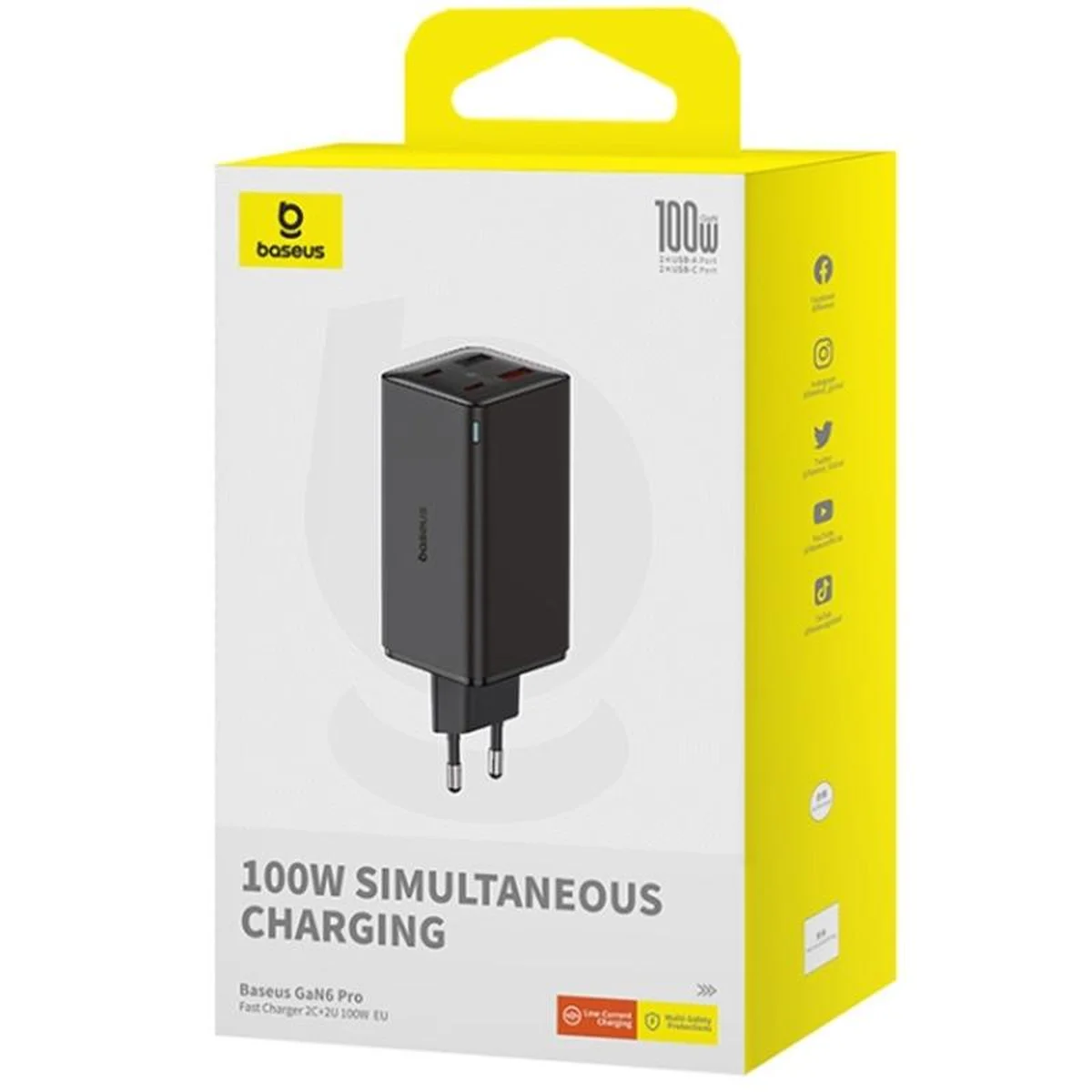 СЗУ Baseus GaN6 Pro Fast Charger 100W (2USB-A/2C) (P101627) Cluster Black