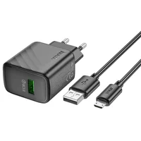 СЗУ Hoco CS21A Rich QC3.0 18W (1USB-A) + кабель USB to MicroUSB Black
