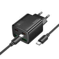 СЗУ Hoco N56 Fundador PD30W four-port (2USB-A/2C) + кабель Type-C to Type-C Black