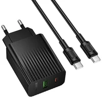 СЗУ Borofone BAS76A Source PD30W+QC3.0 (1USB-A/1C) + кабель Type-C to Type-C Black