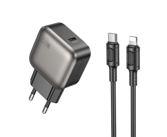 СЗУ Borofone BAS53A Absolute PD20W (1USB-C) + кабель Type-C to Lightning Black