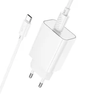 СЗУ Hoco C143A Benefit PD20W (1USB-C) + кабель Type-C to Type-C White