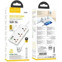 Подовжувач Hoco AC8A Storm (PD30W/1C/3A/3xSocket) (1.5m) White