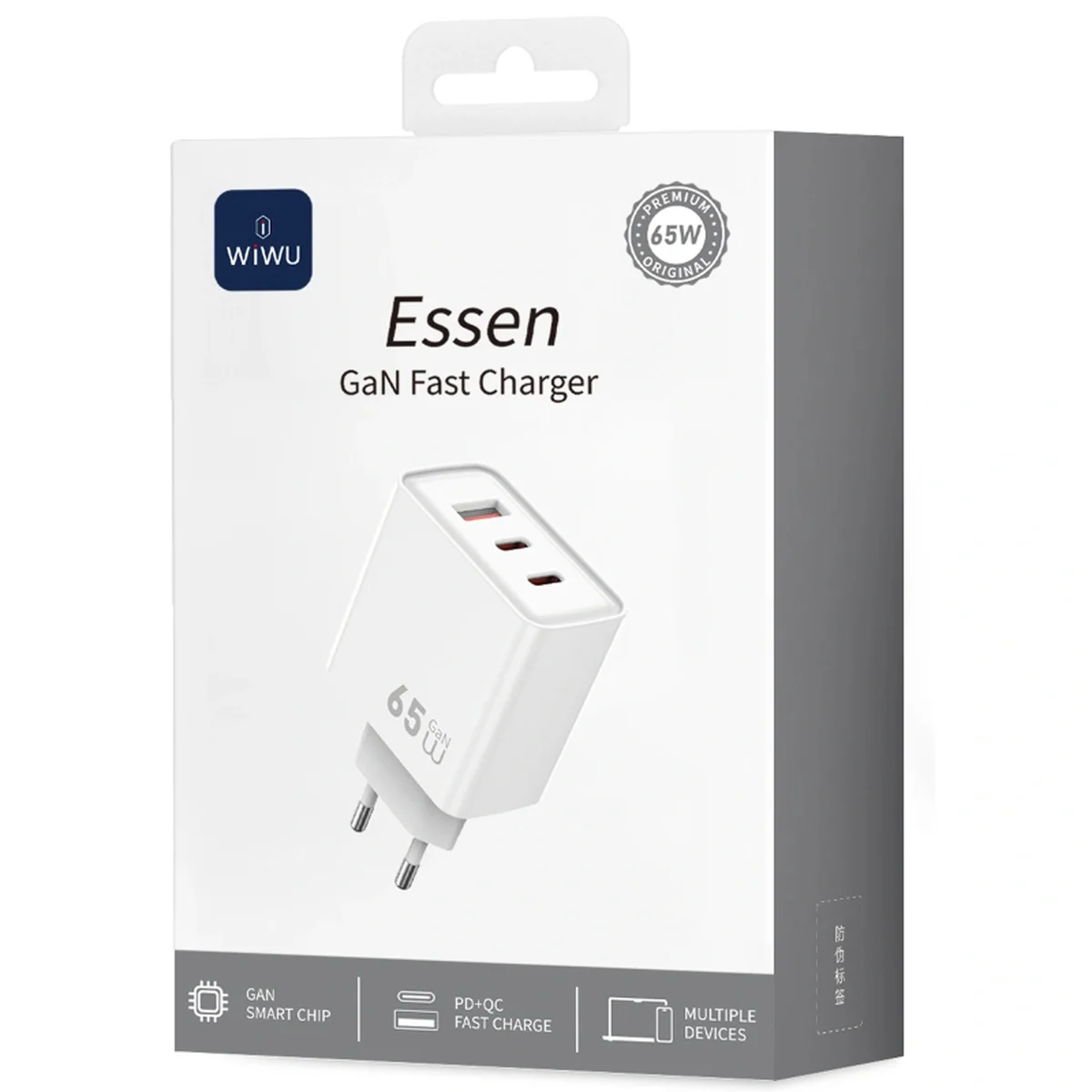 СЗУ WIWU G005 Essen PD65W+QC3.0 GaN (1USB-A/2C) White