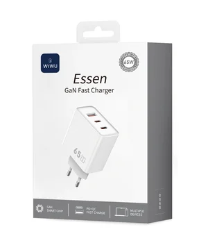 СЗУ WIWU G005 Essen PD65W+QC3.0 GaN (1USB-A/2C) White