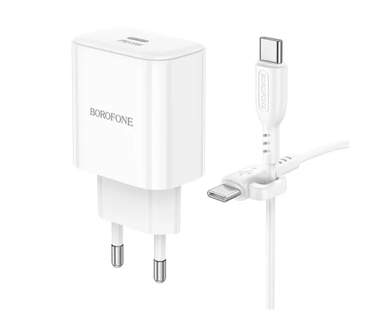 СЗУ Borofone BA81A PD20W (1USB-C) + Type-C to Type-C White