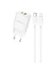 СЗУ Borofone BN14 Royal PD30W+QC3.0 (1USB-A/1C) + кабель Type-C to Lightning White