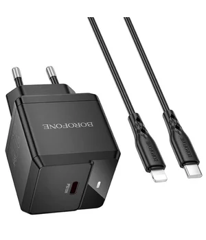 СЗУ Borofone BN18 Intenso PD20W (1USB-C) + кабель Type-C to Lightning Black