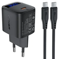 СЗУ Acefast A115 PD30W GaN (1USB-C) + кабель Type-C to Type-C Black