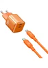 СЗУ WIWU G025 Cube PD45W (2USB-C) + кабель Type-C to Type-C Orange