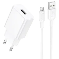 СЗУ Borofone BA110A Lemi 7.5W (1USB-A) + кабель USB to MicroUSB White