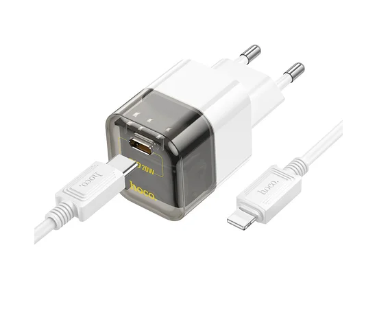 СЗУ Hoco C125A Transparent 1C PD20W + Type-C to Lightning Transparent black