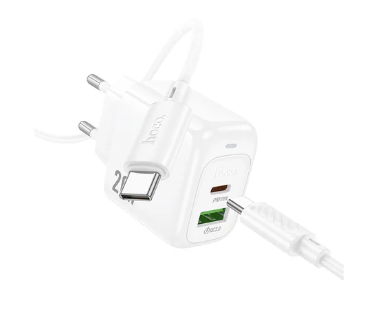 СЗУ Hoco CS54A Surplus PD20W+QC3.0 (1USB-A/1C) + кабель Type-C to Type-C White