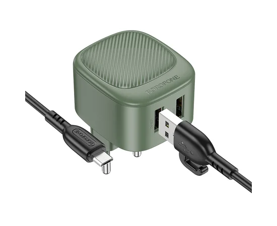 СЗУ Borofone BAS21A Special (2A) + Type-C Olive Green