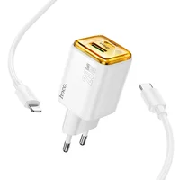 СЗУ Hoco N52 Monsoon PD20W+QC3.0 (1USB-A/1C) + кабель Type-C to Lightning White