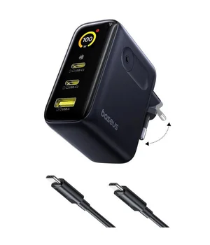 СЗУ Baseus PicoGo AE21 Fast Charger 100W (1USB-A/2C) + кабель Type-C to Type-C (E0121B) Cosmic Black