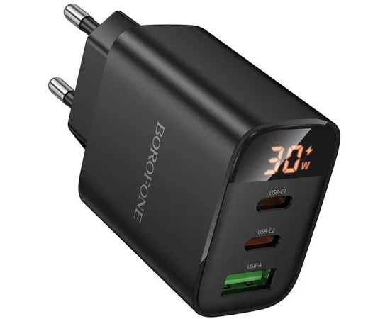 СЗУ Borofone BA98A Ilustre with digital display PD30W (1USB-A/2C) Black