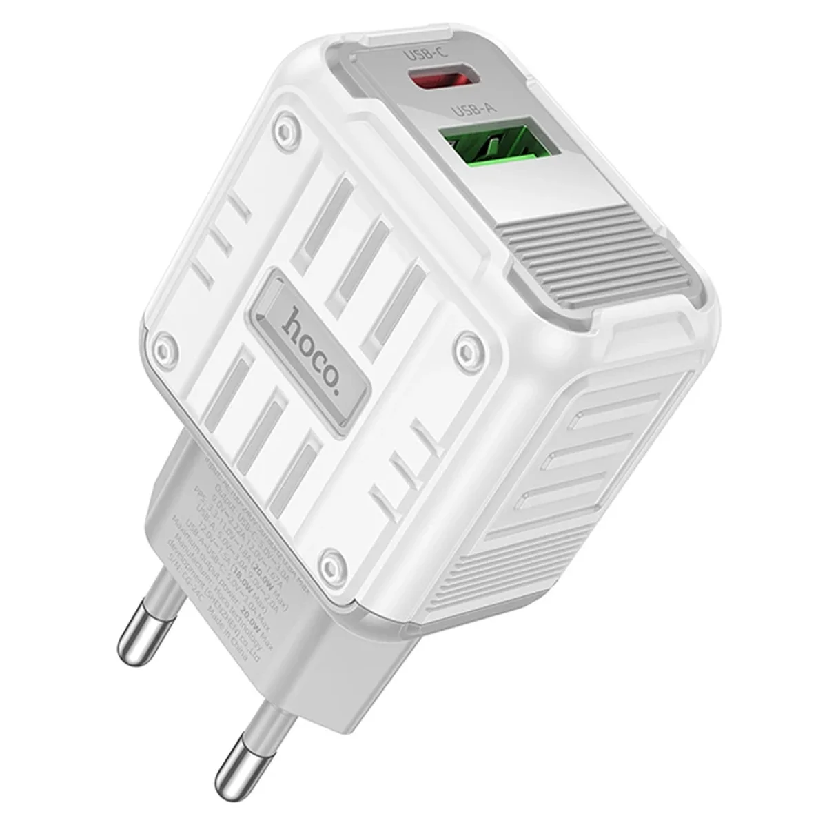 СЗУ Hoco C135A Rock PD20W+QC3.0 (1USB-A/1USB-C) White