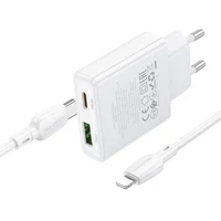 СЗУ Borofone BN25 Wish PD30W+QC3.0 (1USB-A/1C) + кабель Type-C to Lightning White