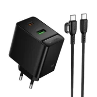 СЗУ Borofone BAS17A Erudite PD65W+QC3.0 (1USB-A/1C) + кабель Type-C to Type-C Black