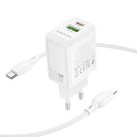 СЗУ Borofone BN29 Fuente PD30W+QC3.0 (1USB-A/1C) + кабель Type-C to Lightning White