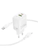 СЗУ Borofone BN29 Fuente PD30W+QC3.0 (1USB-A/1C) + кабель Type-C to Lightning White