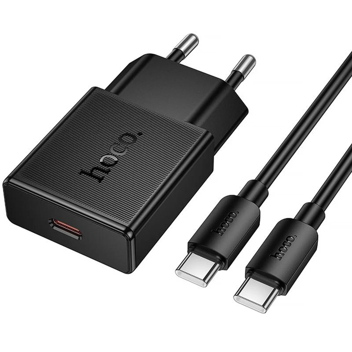СЗУ Hoco N74 Speed ultra-thin PD25W (1USB-C) + кабель Type-C to Type-C Black
