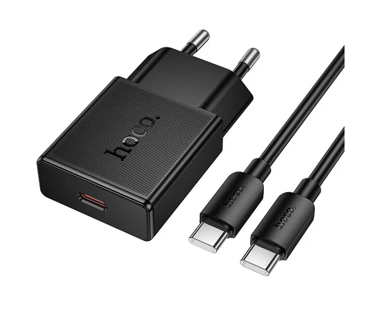 СЗУ Hoco N74 Speed ultra-thin PD25W (1USB-C) + кабель Type-C to Type-C Black