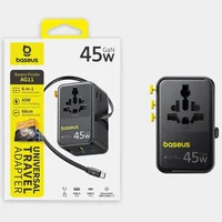 Сетевой универсальный переходник Baseus AG11 45W with retractable cable (2USB-A/1C/1Socket) (E0307F) Cosmic Black