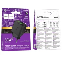 СЗУ Hoco CS84A Excellent with digital display PD30W+QC3.0 (1USB-A/1C) Black