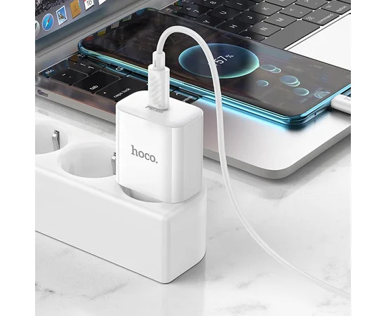 СЗУ Hoco C76A Pro Majestic PD30W (1C) + Type-C to Type-C White