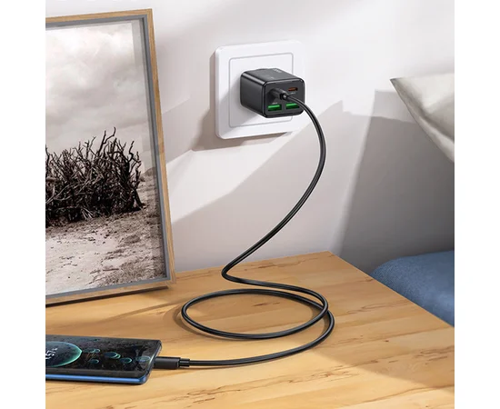 СЗУ Hoco N55 Fundador PD20W four-port (2USB-A/2C) + Type-C to Type-C Black