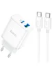 СЗУ Hoco C105A Stage PD20W+QC3.0 (1USB-A/1C) + кабель Type-C to Type-C White