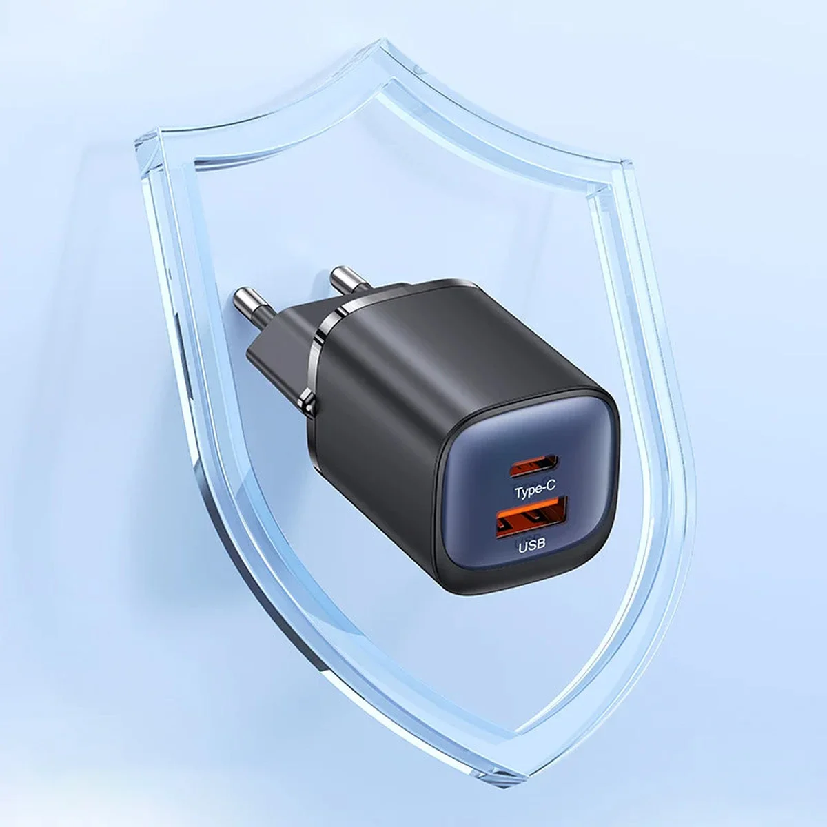 СЗУ Usams US-CC254 GaN HC Ser. 30W (1USB-A/1C) Black