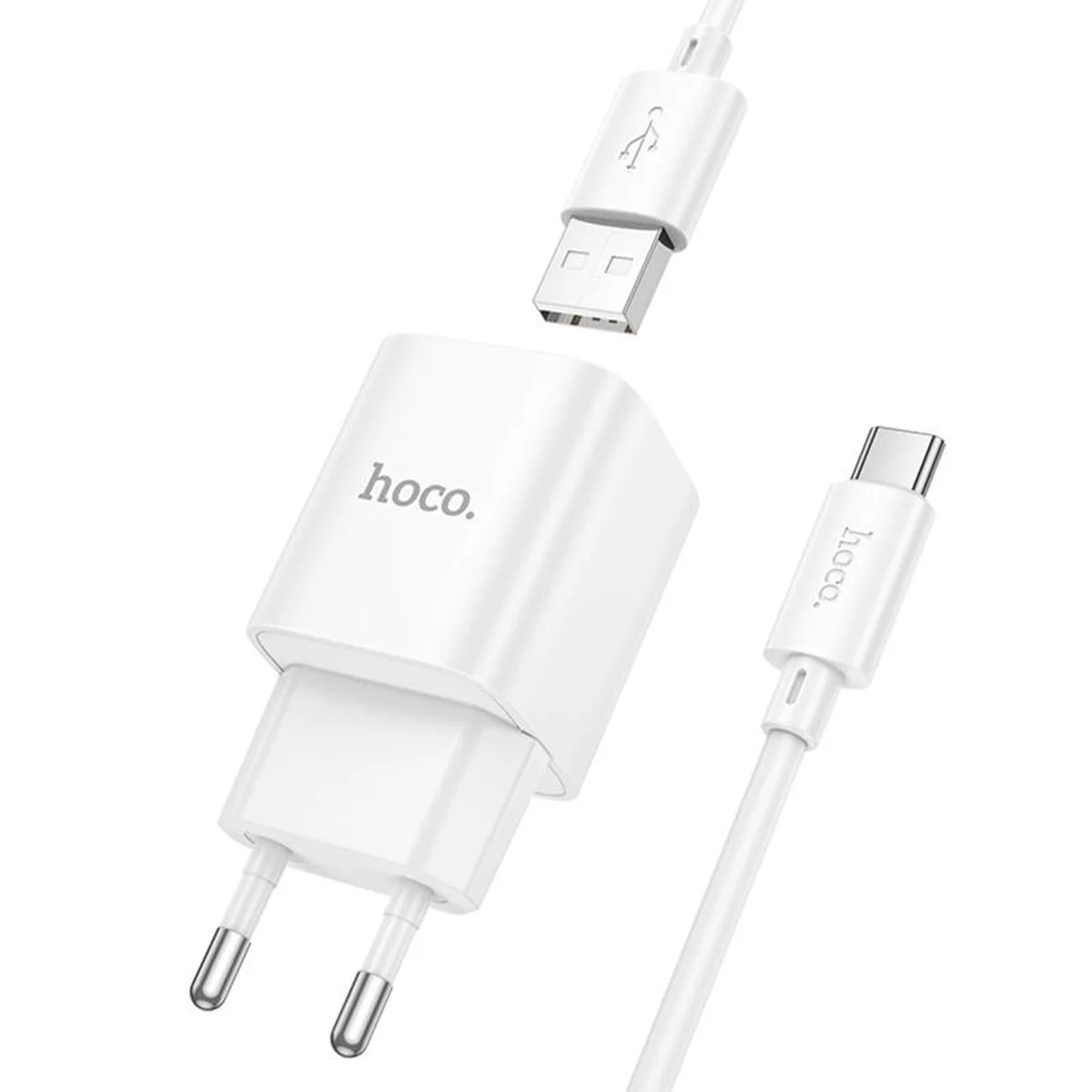 СЗУ Hoco C145A Charm QC3.0 18W (1USB-A) + кабель USB to Type-C White